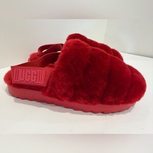 UGG Womens Super Fluff Slippers in Ribbon Red - Womens Size 9
